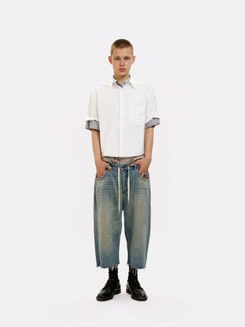 [MASONPRINCE] Frayed Hem Short Sleeve Shirt