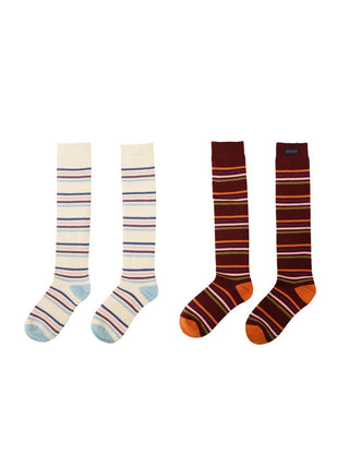 [Moromoro2] Contrast Stripe Knee-High Socks