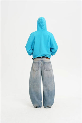 [MASONPRINCE] Washed Mid-Rise Tapered Wide Denim Pants