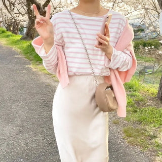 haru stripe boat neck T