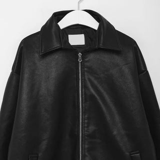 2-way zip leather jacket