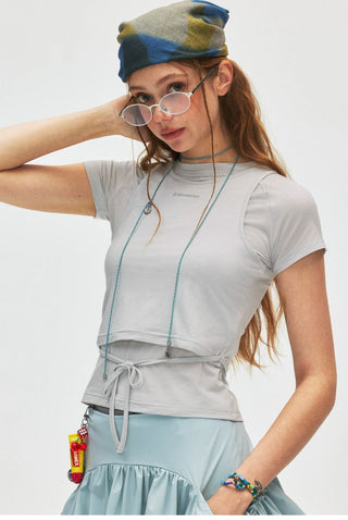 [Monterest] Slim Fit Tank & Tie-Front Tee Set