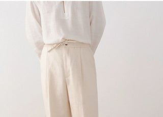 [CULTUM] Linen Blend Drawstring Pants