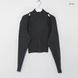 Cable cardigan & sleeveless knit set
