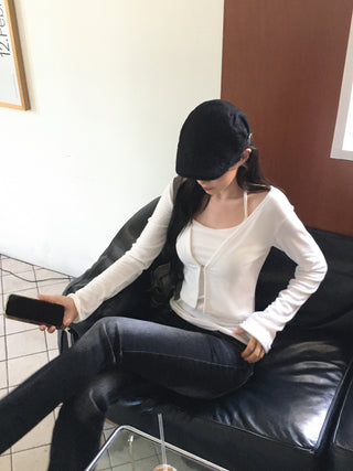 Washed bootcut denim pants