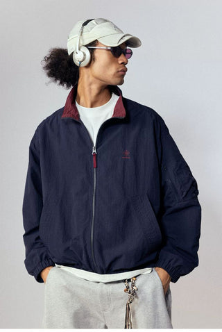 [Monterest] Water-Resistant Contrast Collar Zip Jacket