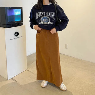 Corduroy A-line skirt