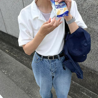 minimal open collar tee