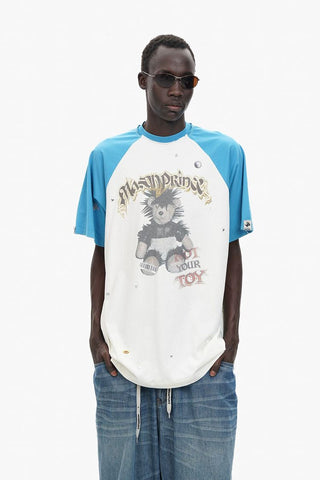 [MASONPRINCE] Punk Bear Raglan Sleeve Top