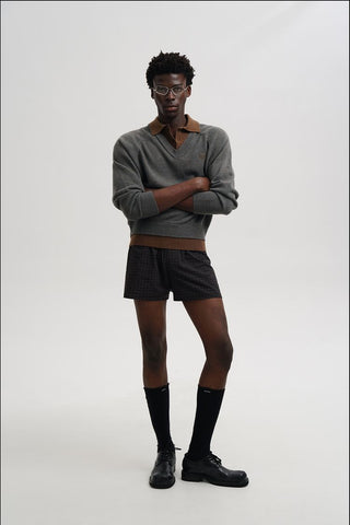 [MASONPRINCE] Faux Two-piece Polo Sweater