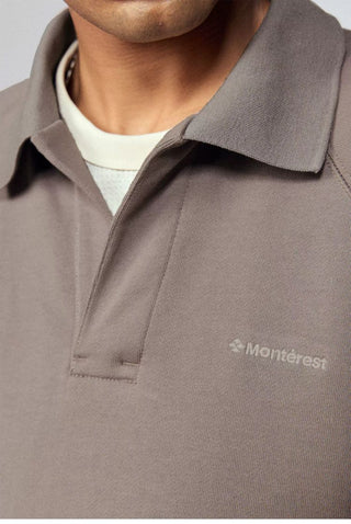 [Monterest] Relaxed Fit Polo Collar Knit Sweatshirt