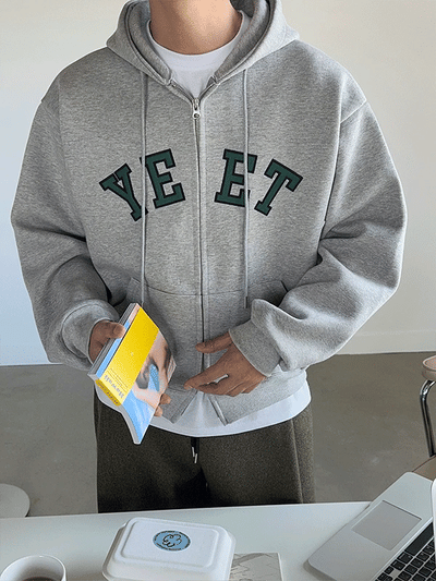 YEET Laminated Crop Zip-Up Hoodie
