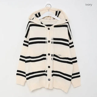 Striped Hooded Cardigan
