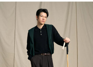 [CULTUM] Wool Blend Ivy Style Polo Knit Sweater