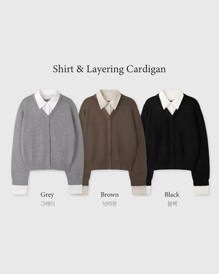 Layered knit cardigan
