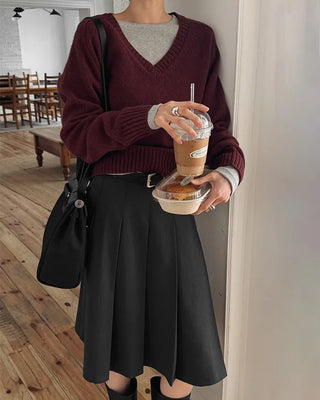 Pleated midi skirt
