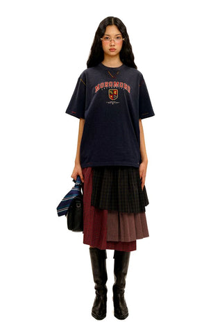 [Moromoro2] Preppy Badge Embroidered T-Shirt /  Hoodie