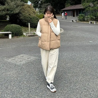 High-neck oversized down vest