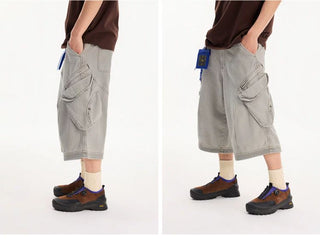 [Monterest] Washed Multi-Pocket 3D Cut Work Shorts