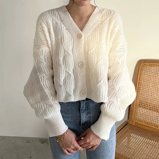 Waffle Cable Knit Cardigan