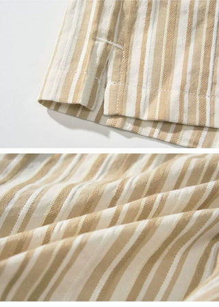 [Monterest] Lace Trim Striped Relaxed Shorts