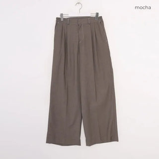 Stitched pintuck wide slacks