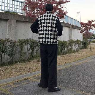 Checkered fleece vest