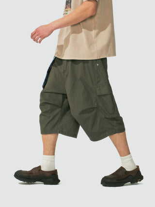 [Monterest] Washed Cotton Cropped Cargo Shorts