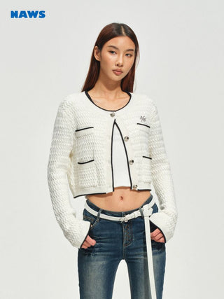 [NOTAWEAR] Cable Knit Cropped Cardigan