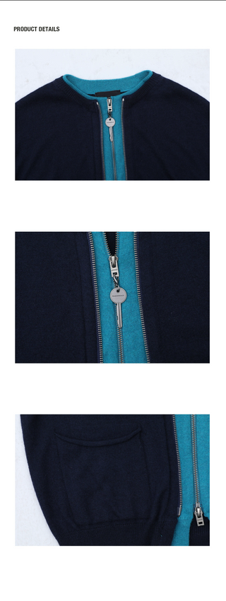 [MASONPRINCE] Faux Two-piece Round Neck Cardigan