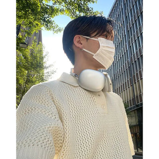 Colored perforated knit T-shirt