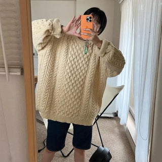 Cable knit oversized sweater