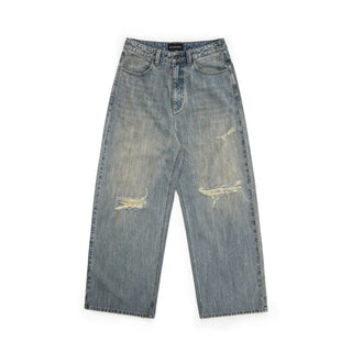 [MASONPRINCE] Washed Distressed Wide Leg Jeans