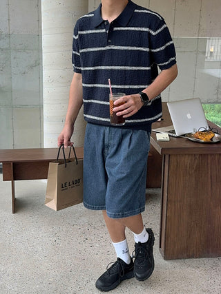 All Day Double-Tuck Half-Band Denim Shorts