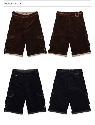 [Moromoro2] Distressed Plaid Corduroy Cargo  Pants