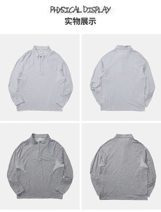 [Monterest] 3A Antibacterial Grid Fleece Half-Zip Tee