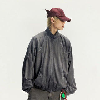 [Monterest] Washed Mesh Oversized Track Jacket