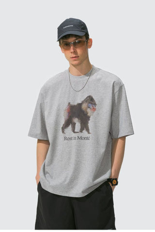 [Monterest] Ink Print Relaxed Fit Crewneck T-Shirt