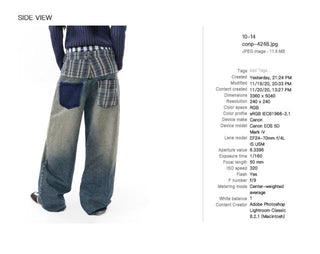 CONP Plaid Patchwork Washed Baggy Jeans