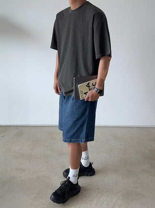 All Day Double-Tuck Half-Band Denim Shorts