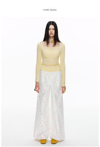 [NECY] Heart Cat Printed Wide Pants