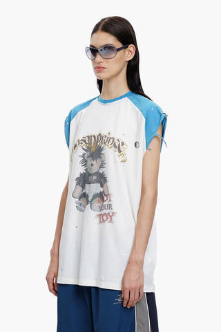 [MASONPRINCE] Punk Bear Raglan Sleeve Top