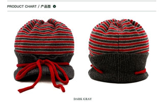[Moromoro2] Contrast Stripe Knit Bow Baseball  Cap