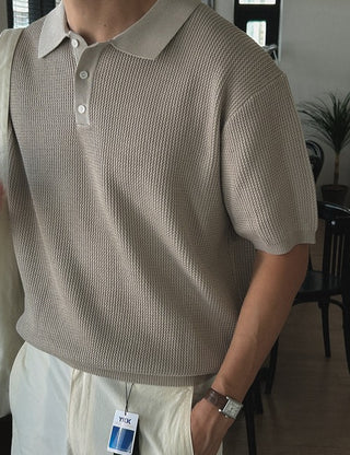 Cool Linen Collared Short Sleeve Knit (4 colors)