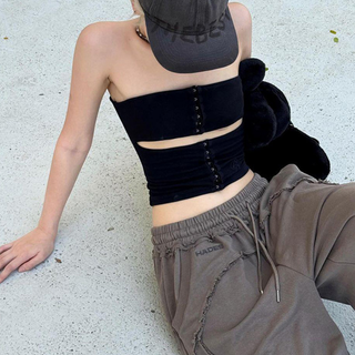 Hollow out solid backless tube cut out top