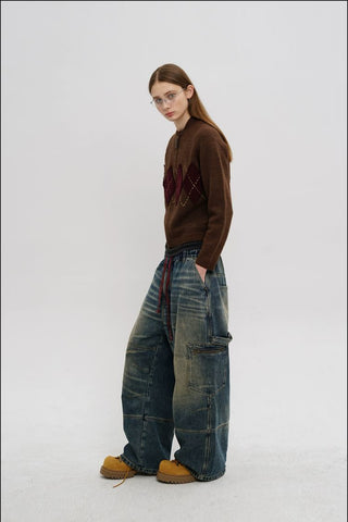 [MASONPRINCE] Vintage Wash Workwear Wide Leg Pants