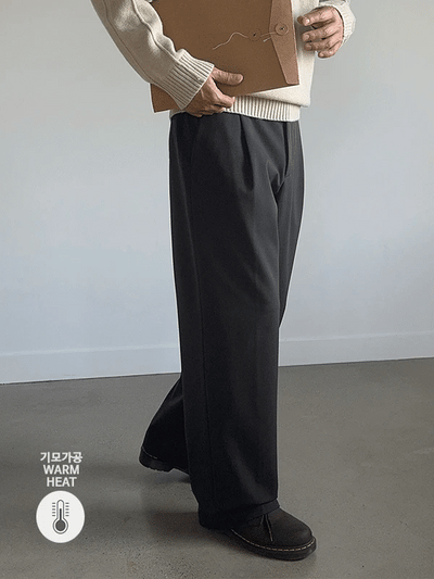 Marshall Brushed Single-Pleat Semi-Wide Slacks