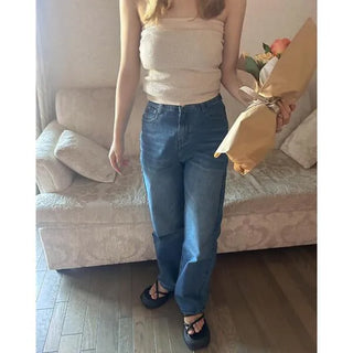 Straight denim pants