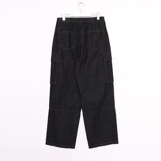 Cargo denim wide-leg pants