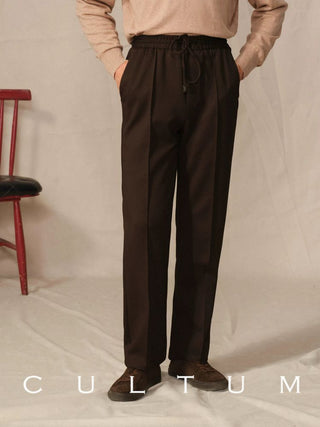 [CULTUM] Knitted Drawstring Straight Pants